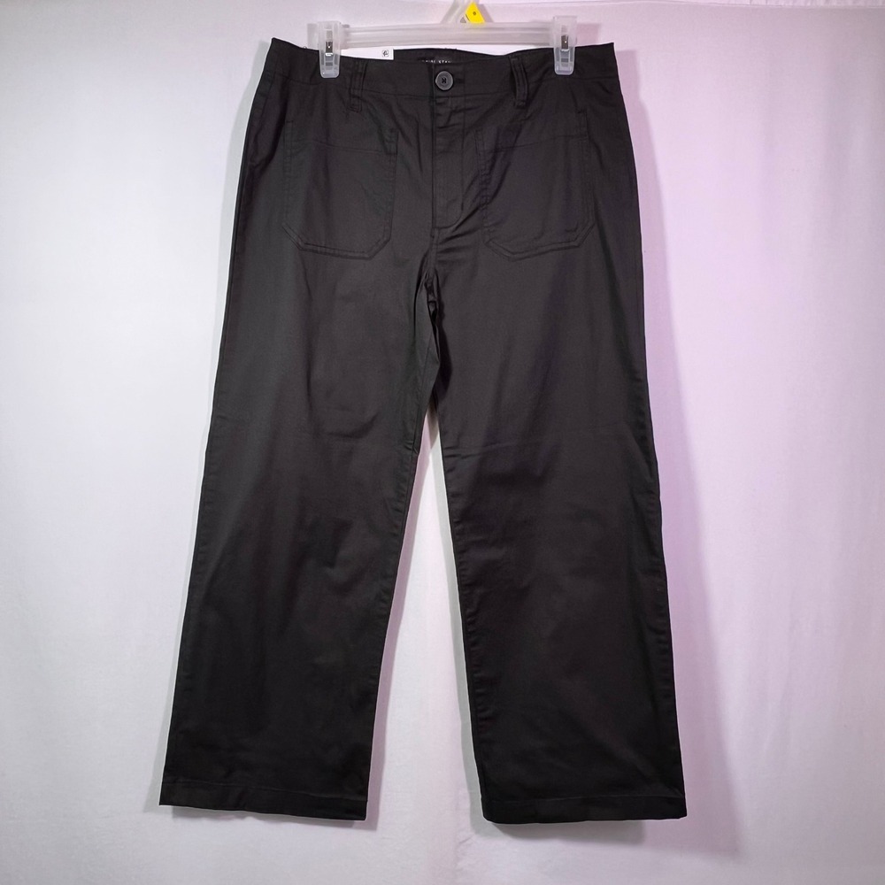 Social Standard by Sanctuary Juliet Crop Black Twill Wide Leg Pants Womens 16
